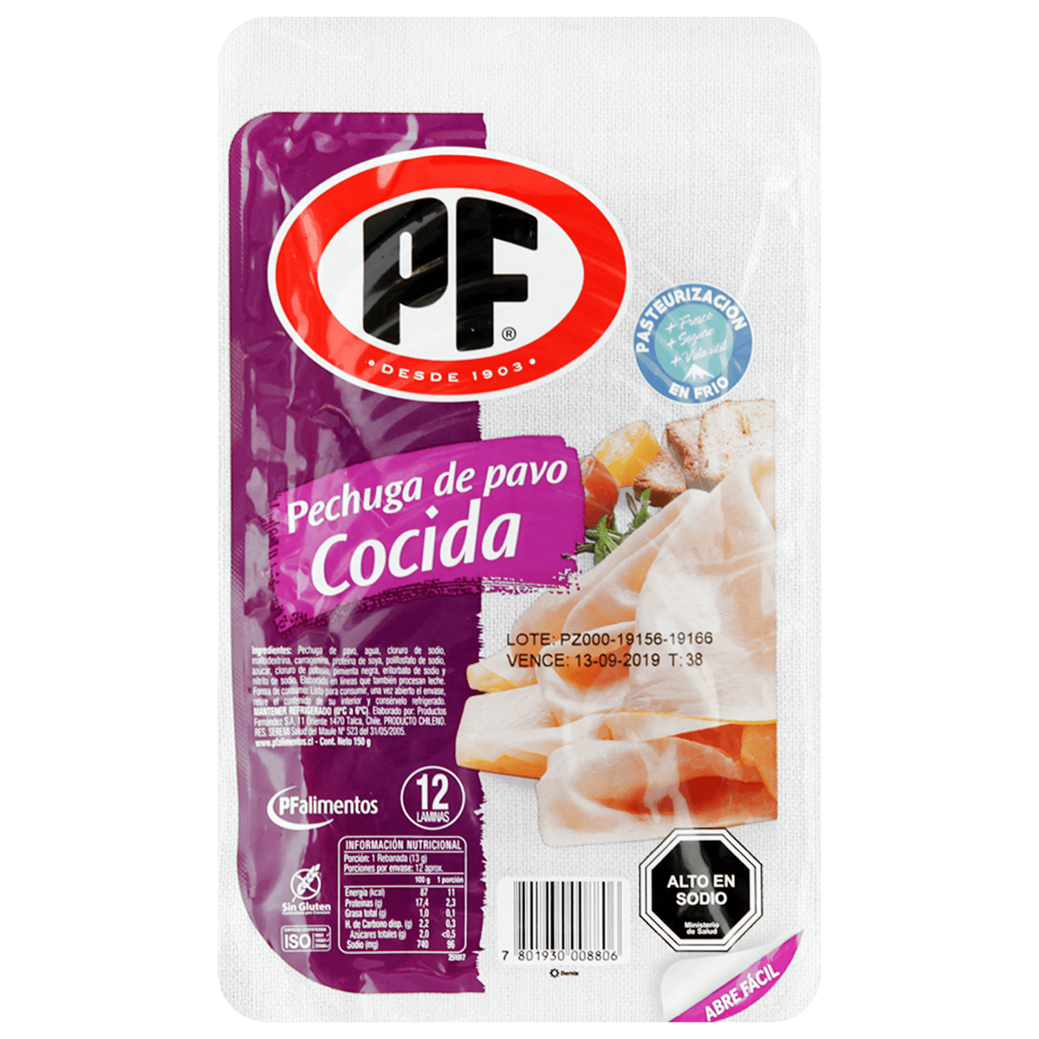 Pechuga de Pavo Cocida PF 150 g 