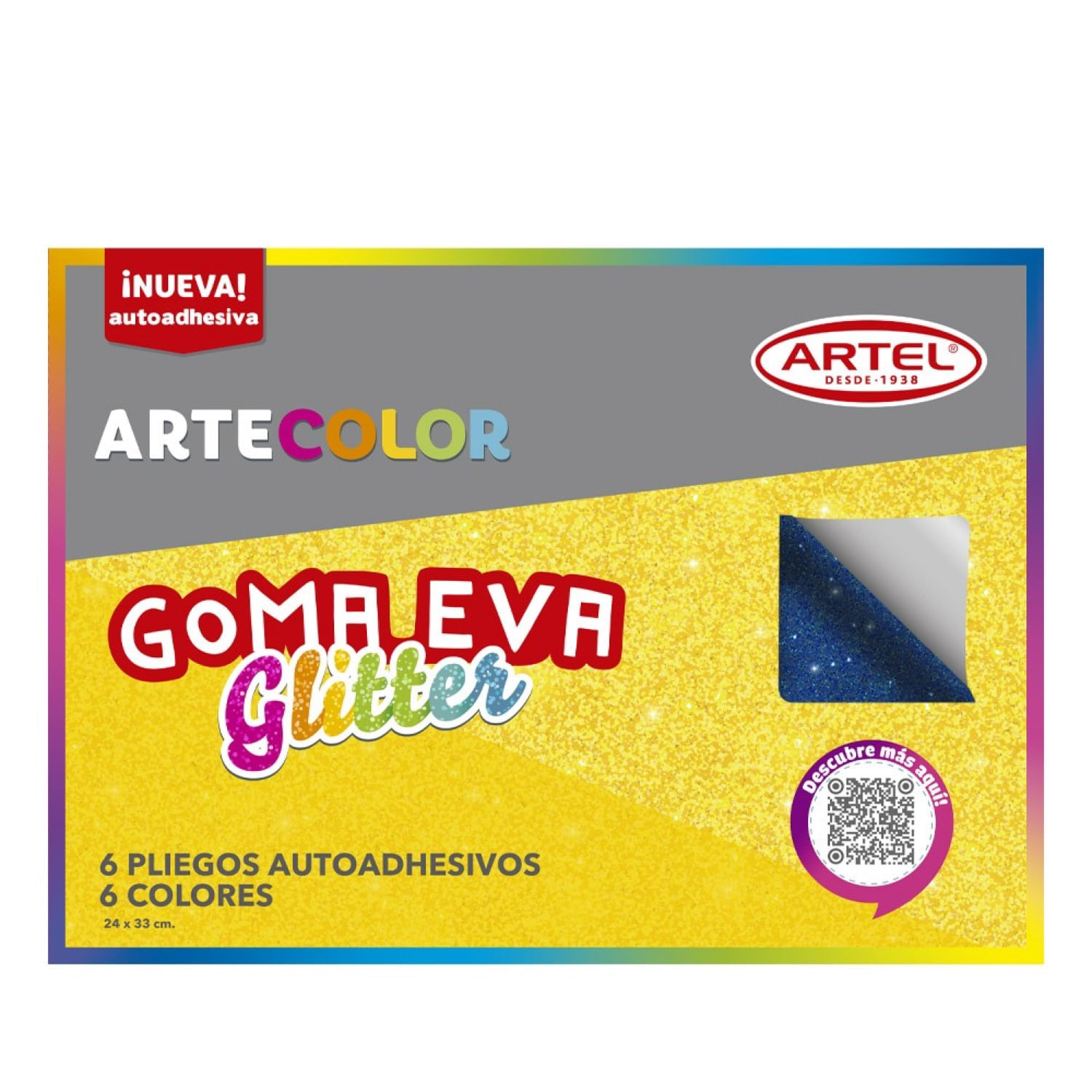 Goma Eva Glitter Artecolor Con Adhesivo