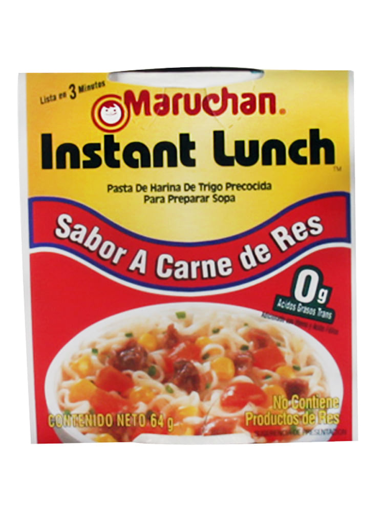 Sopa instantánea Maruchan Sabor a carnes de res, Pote 64 g 