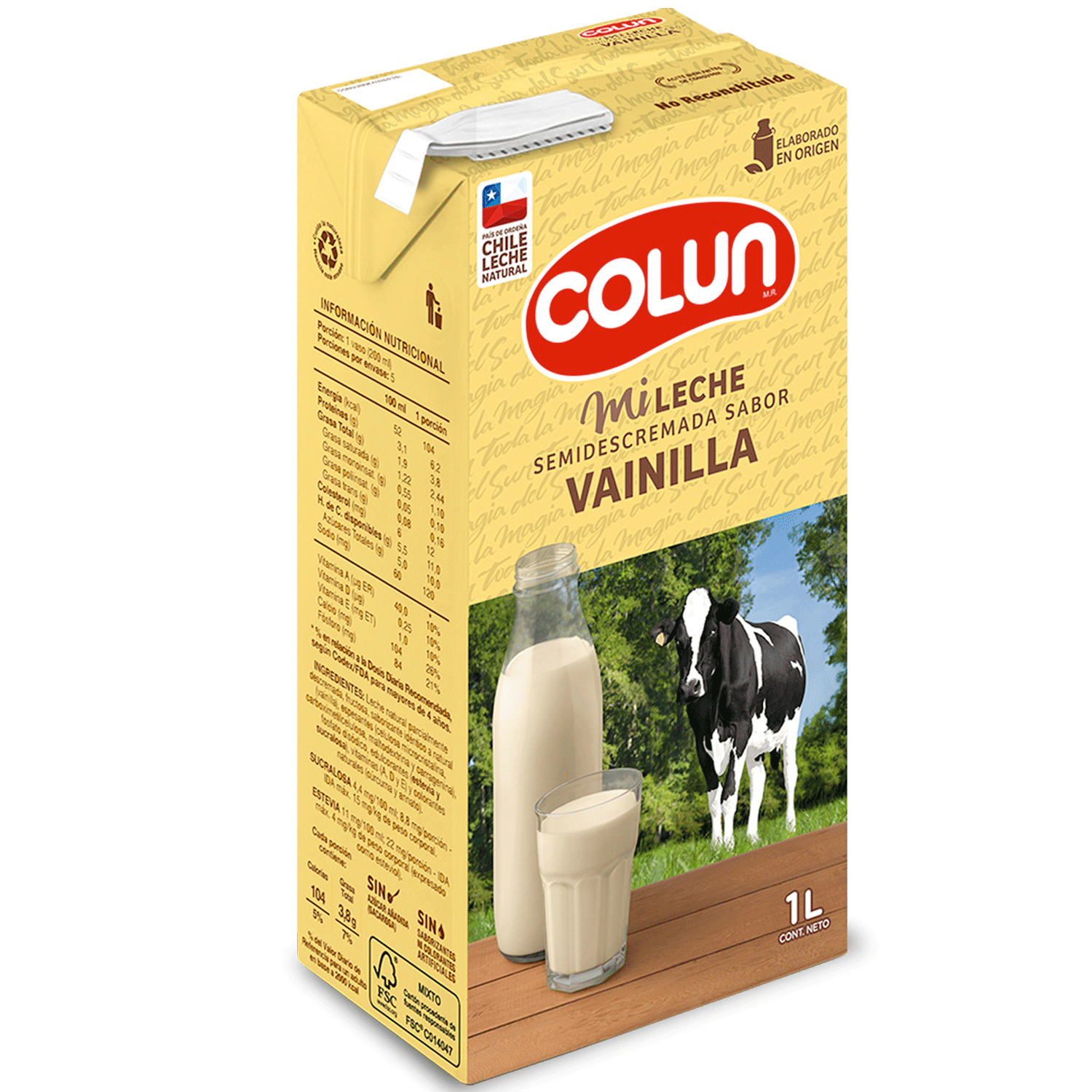 Colun Leche Semidescremada Vainilla 1 L