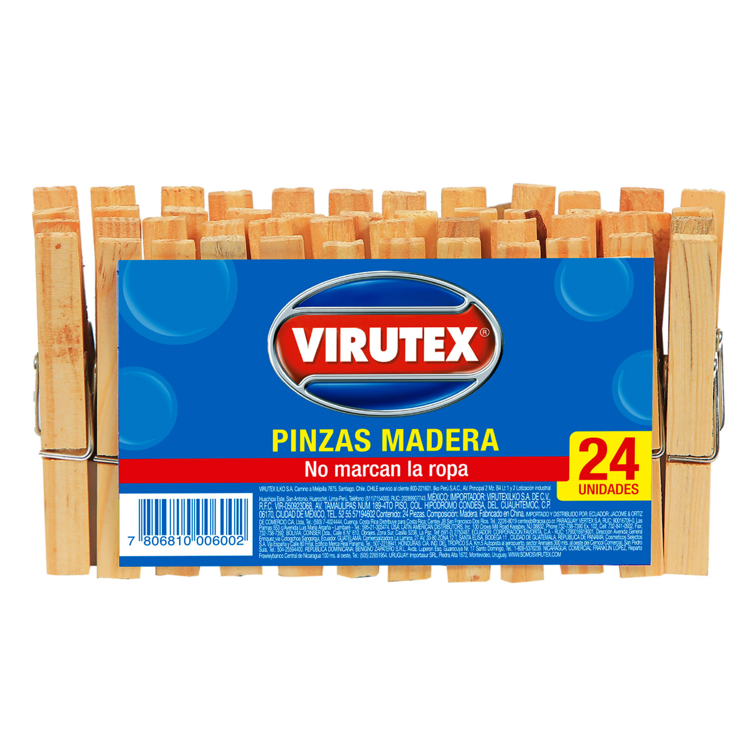 Pinzas Ropa Virutex Madera 24 un. 