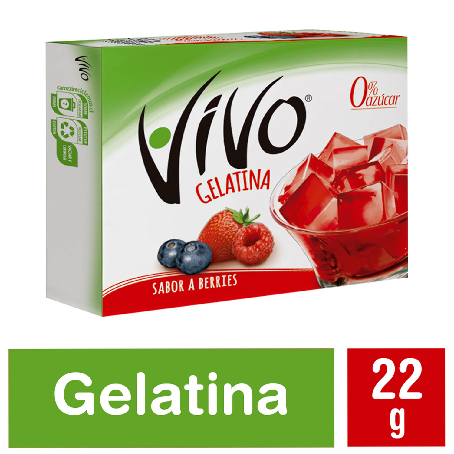 Gelatina De Berries Con Aloe Vera Sin Azúcar Vivo 22 Gr