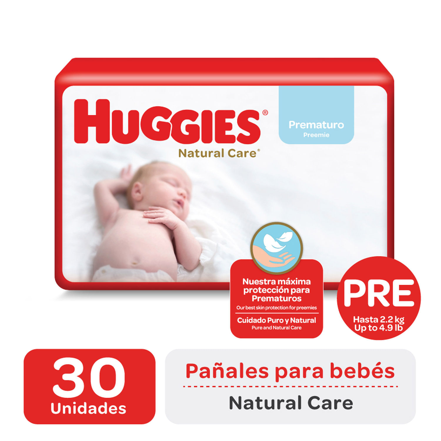 Pa ales Huggies Natural Care Talla Prematuro 30 un. Jumbo.cl