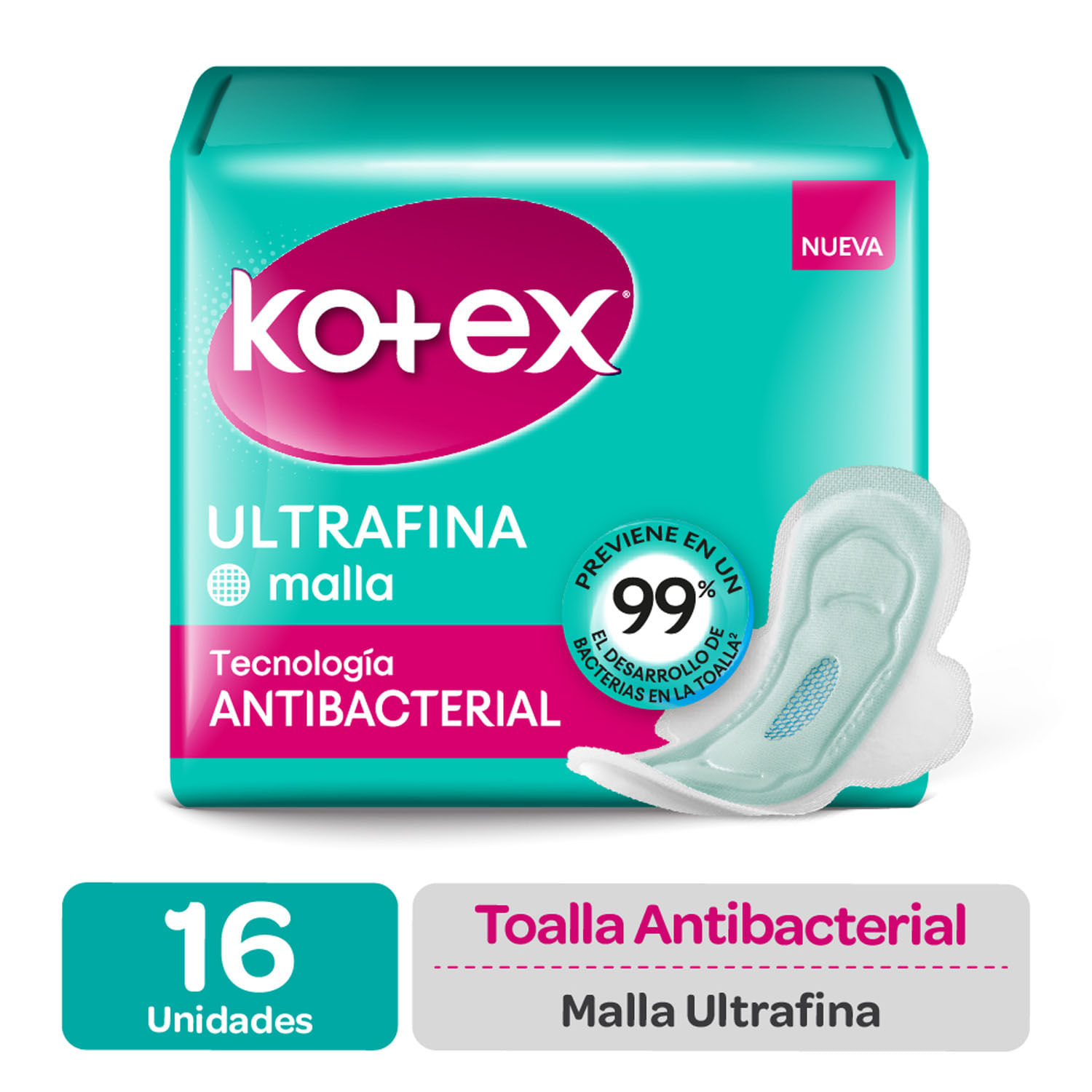 caridad Mostrarte Amante Toallas Higiénicas Kotex Ultrafina Malla Antibacterial Con Alas 16 un. |  Jumbo.cl