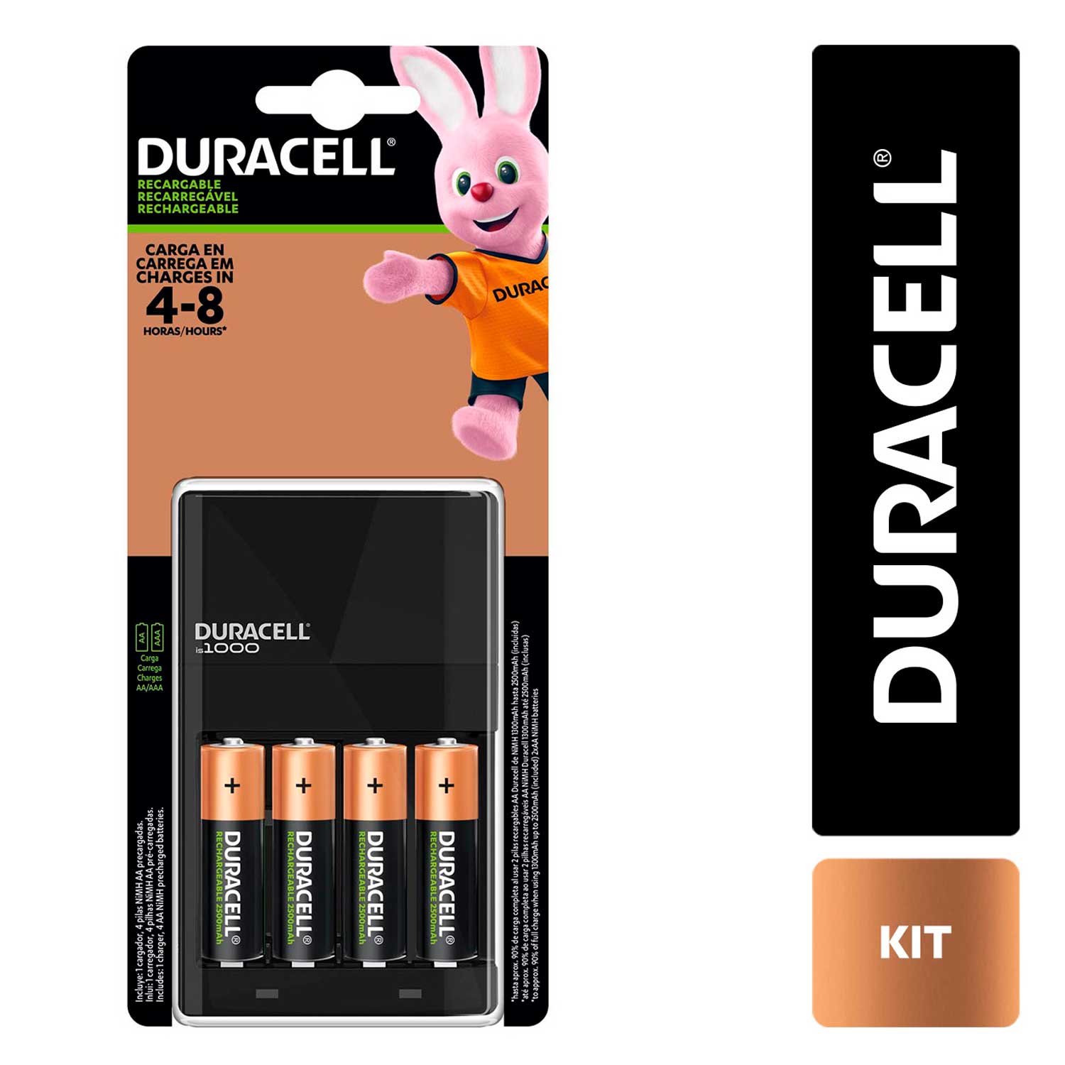 Duracell - 3 pilas recargables (1300 mAh, 1,2 V, NiMH, recargables