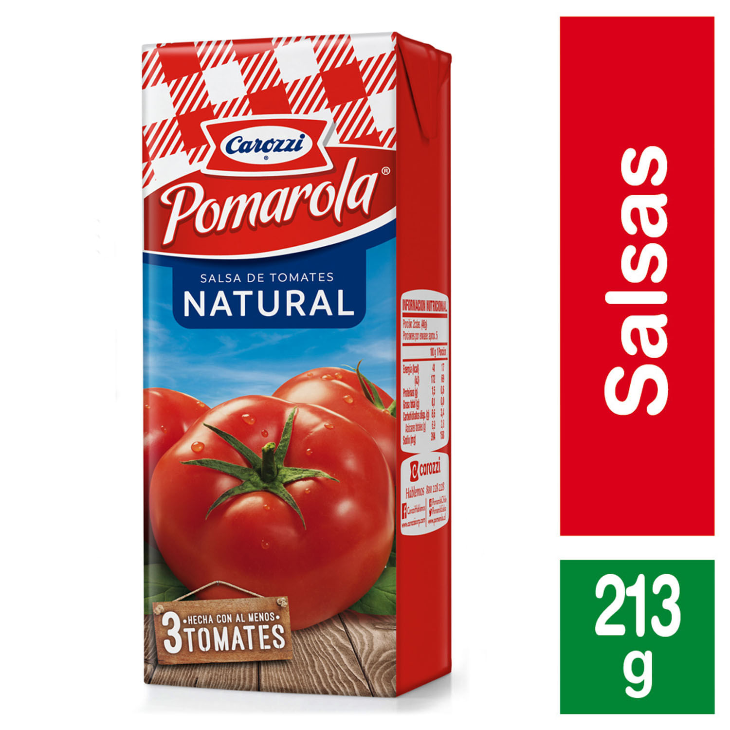 Salsa de tomate Pomarola natural 213 g 