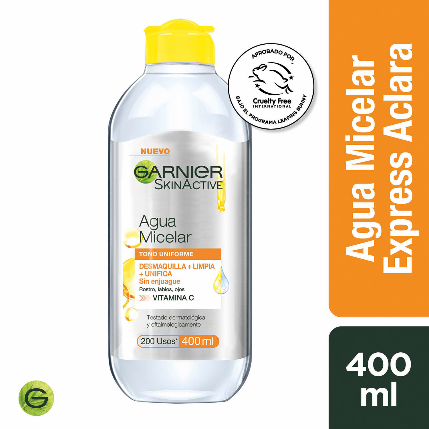 Agua Micelar Garnier Skinactive Express Aclara x 400 ml
