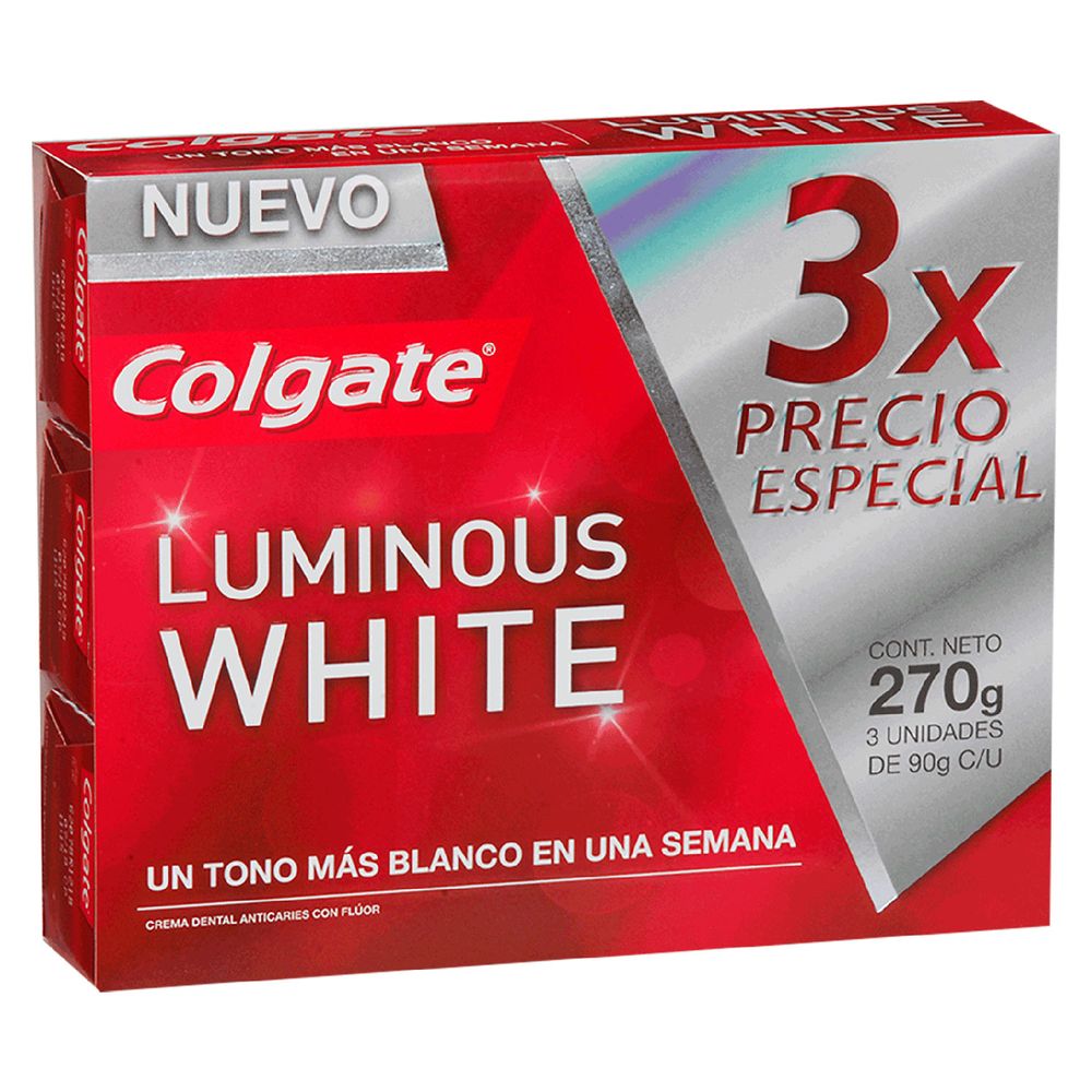 Comparar precios: Pasta Dental Luminous White 3 X, 3 Un 90 G C/u - Colgate - ¿Cuánto Cuesta? ¿Dónde Comprar?