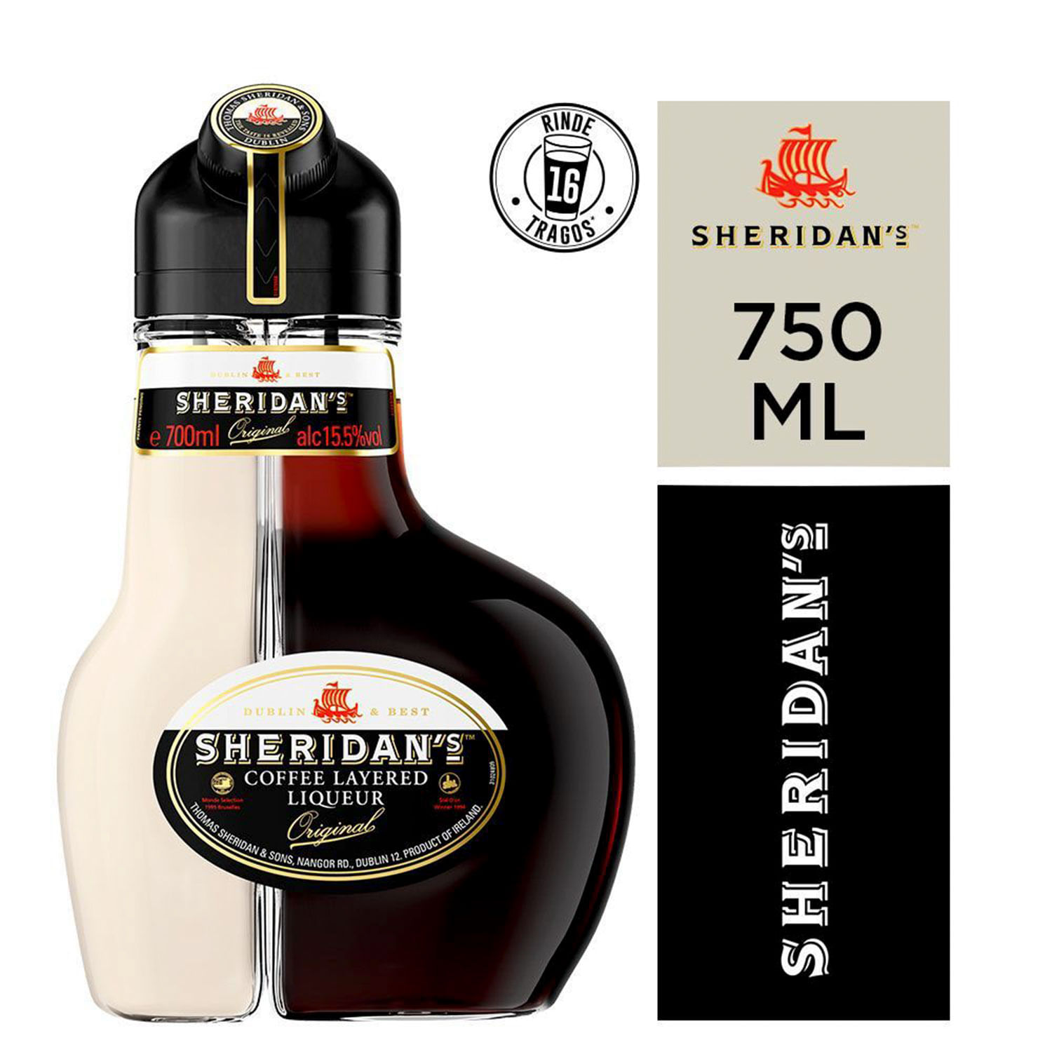 Licor crema Sheridan's 750 ml 15.5°, sheridan's liqueur de café