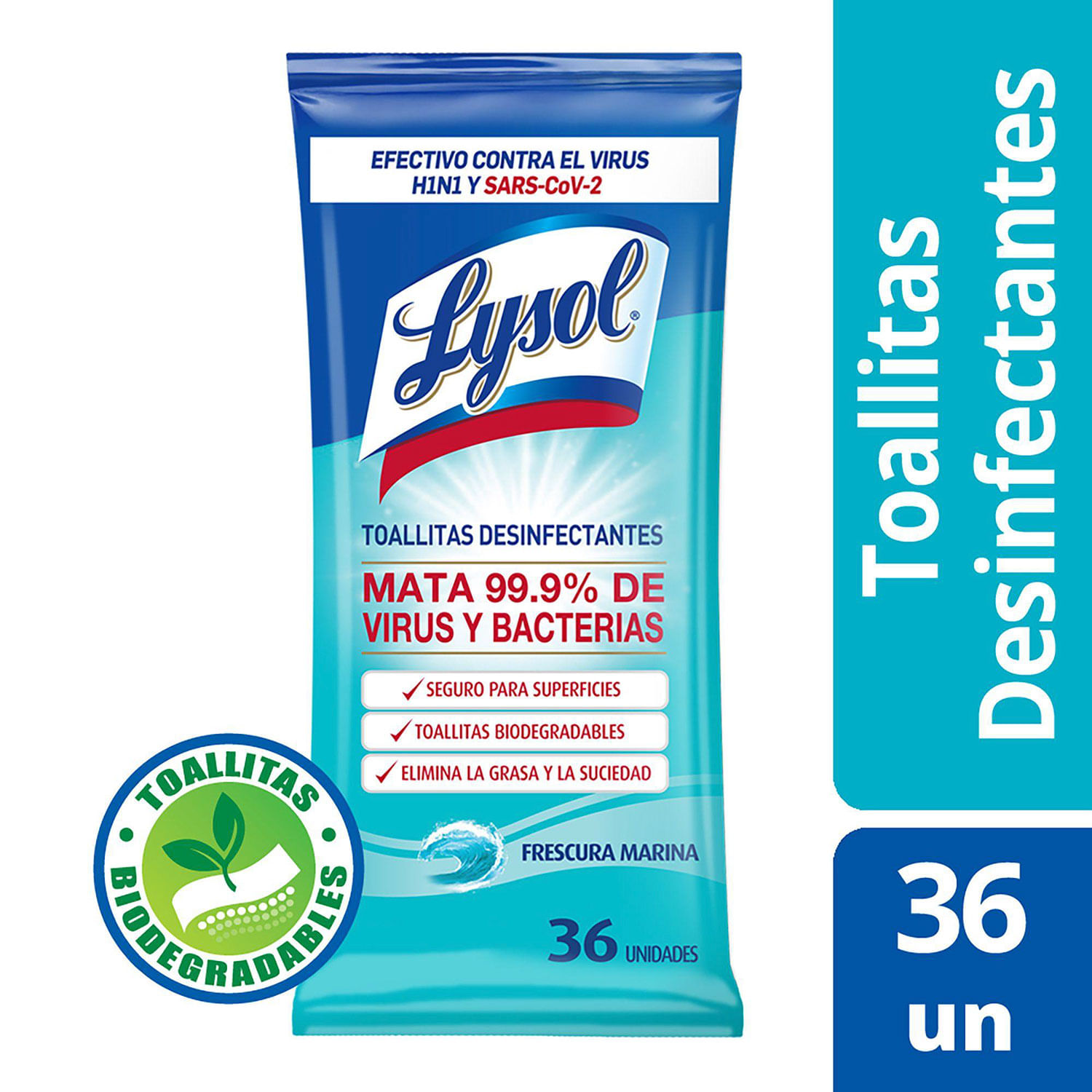 Toallitas Desinfectantes Lysol Aroma Citrus para Superficies 36 Toallitas.