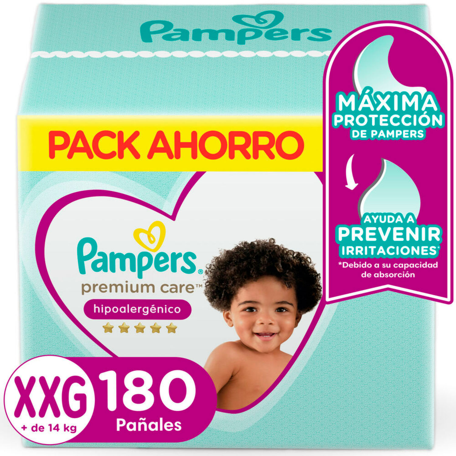 Pañales Pampers Premium Talla XXG 180 un. |