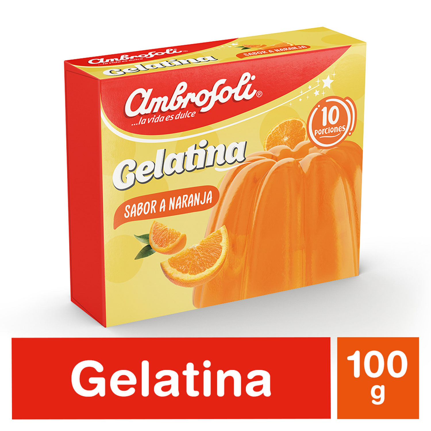 Gelatina sin Azúcar 100g. sabor Naranja
