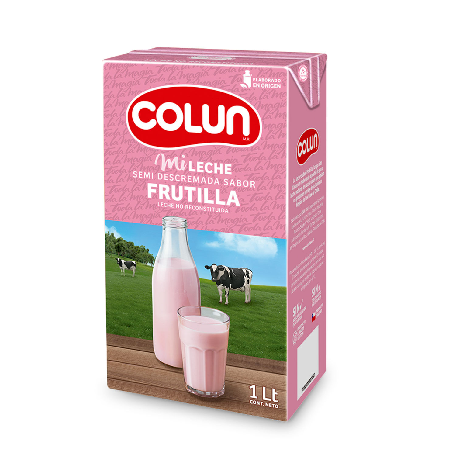 Colun Leche Semidescremada Frutilla 1 L