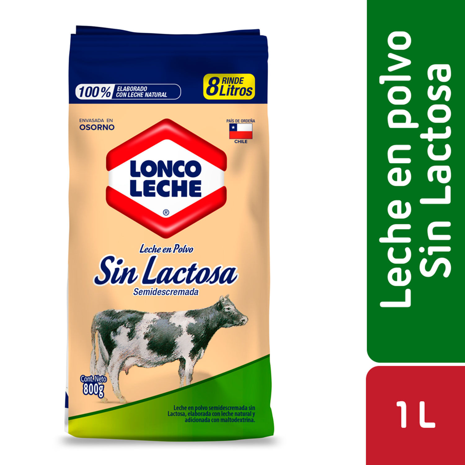 leche entera sin lactosa, 1l