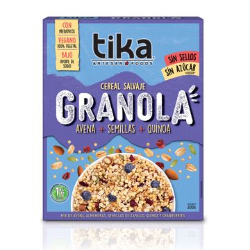 Cereal Salvaje Granola Avena, Cacao y Vainilla, Vegana, sin Azúcar