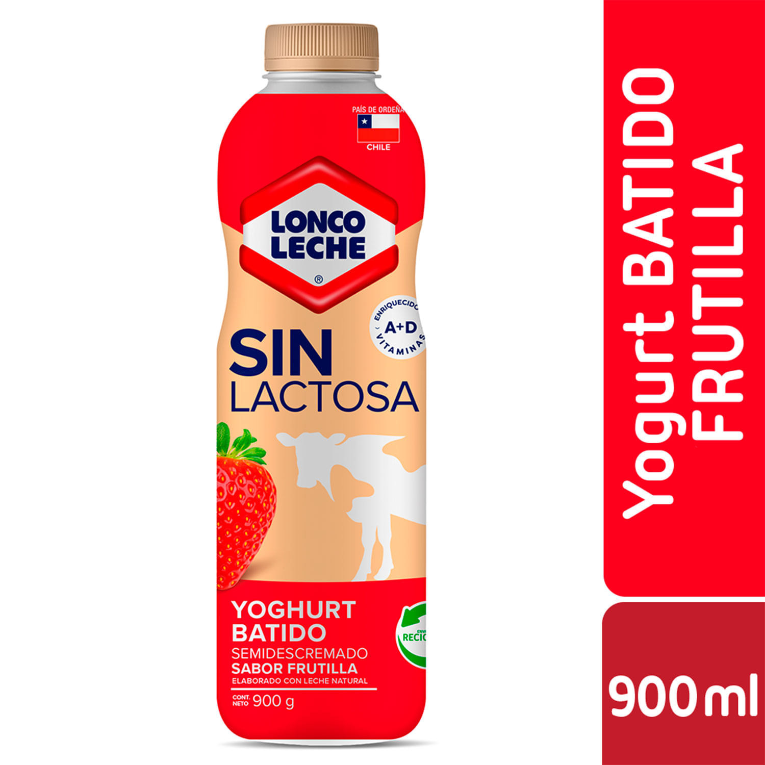 Yogurt sin lactosa frutilla 900 g